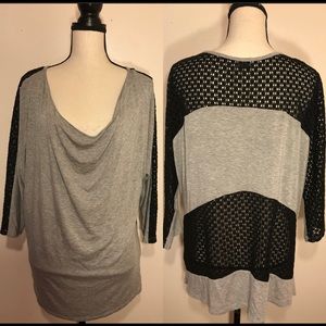 KUT FROM THE KLOTH Women Top Tee Sz XL Gray Black